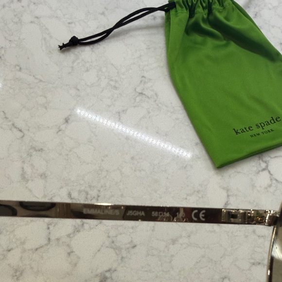 Kate Spade Gold Aviator Sunglasses with Green Pouch, Emmelines/S 57MM, BRAND NEW - Picture 4 of 5